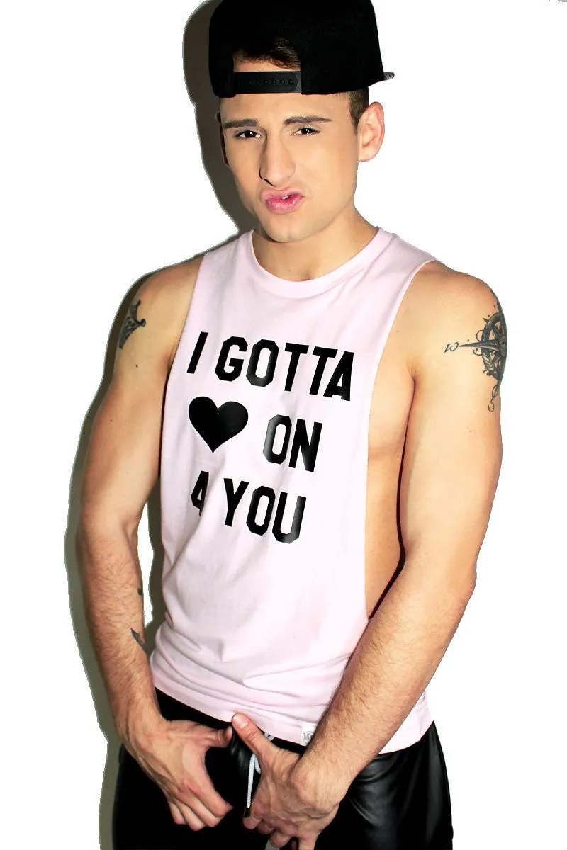 Heart On Low Arm Shredder Tank- Pink