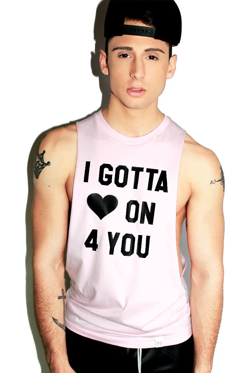 Heart On Low Arm Shredder Tank- Pink