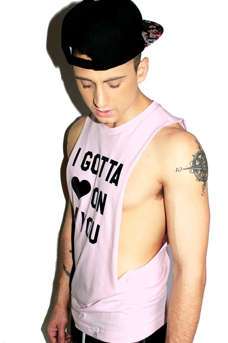 Heart On Low Arm Shredder Tank- Pink