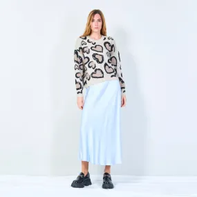 Heart pattern knitted sweater wholesale