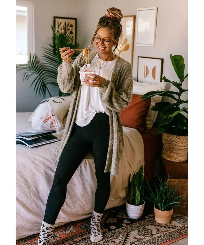 Heavenly Fuzzy Rib Cardigan Taupe