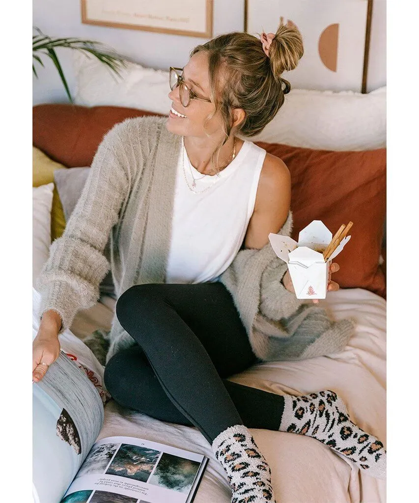 Heavenly Fuzzy Rib Cardigan Taupe