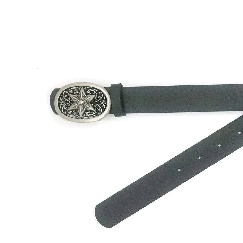 Hexagonal Star Buckle Retro Leather Belt