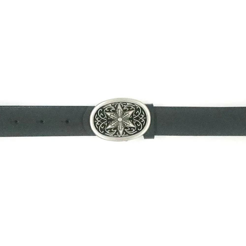 Hexagonal Star Buckle Retro Leather Belt