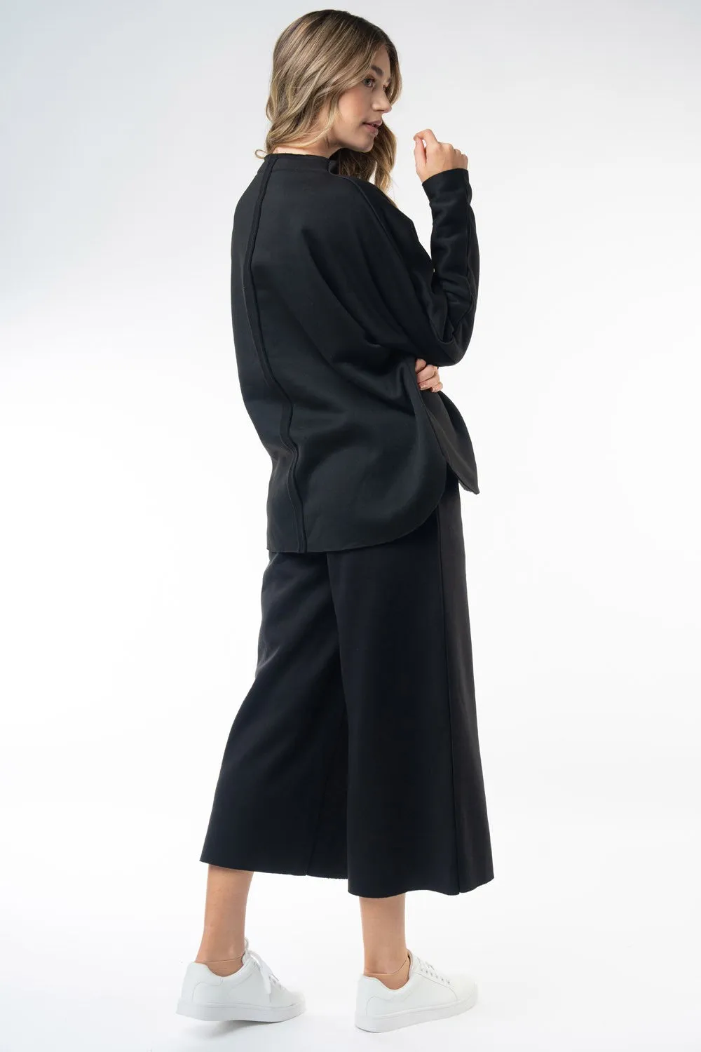 High Waisted Fleece Wide Leg Sweatpants - Full