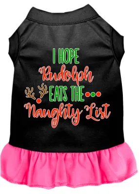 Hope Rudolph Eats Naughty List Screen Print Dog Dress Black With Bright Pink Xl
