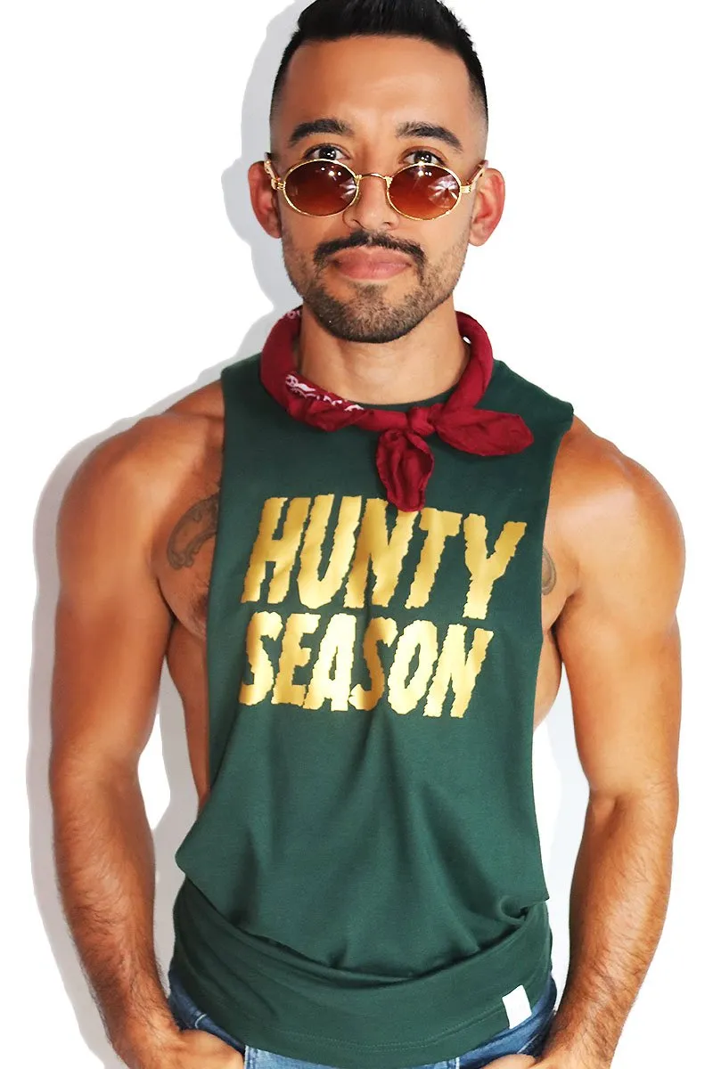 Hunty Season Low Arm Shredder Tank- Dk. Green