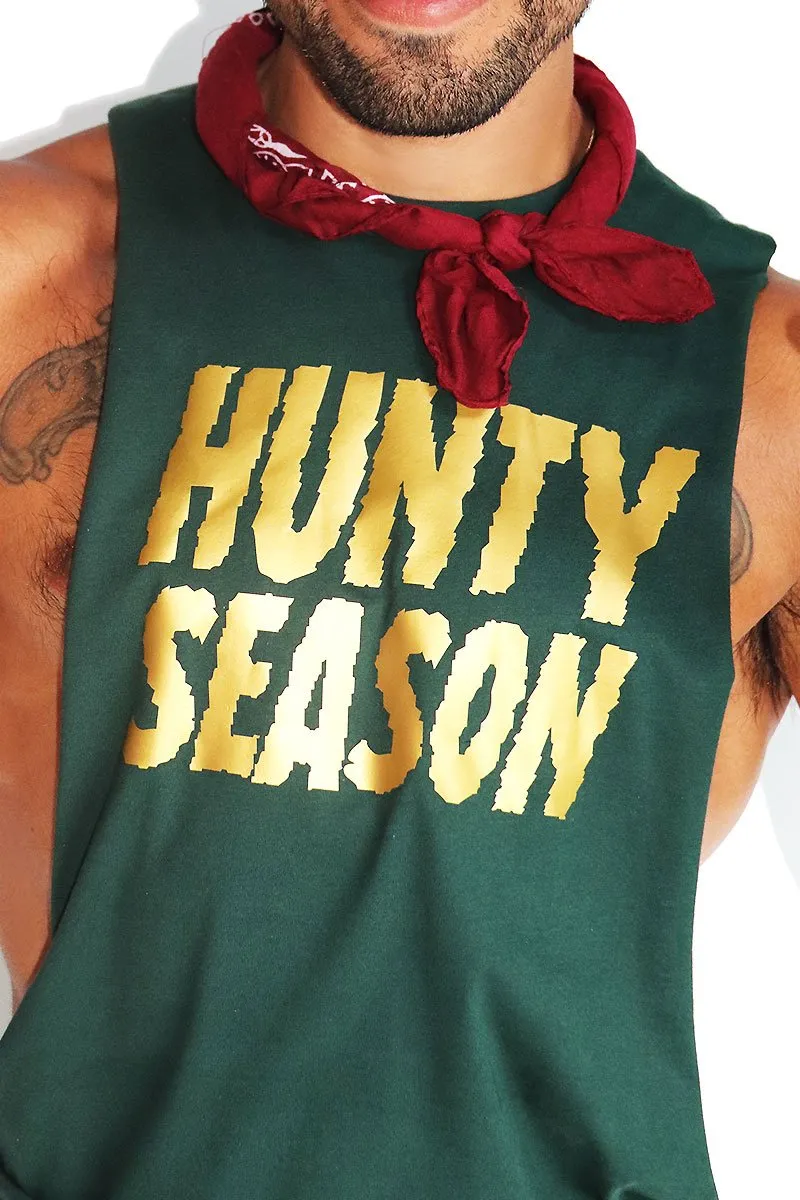 Hunty Season Low Arm Shredder Tank- Dk. Green