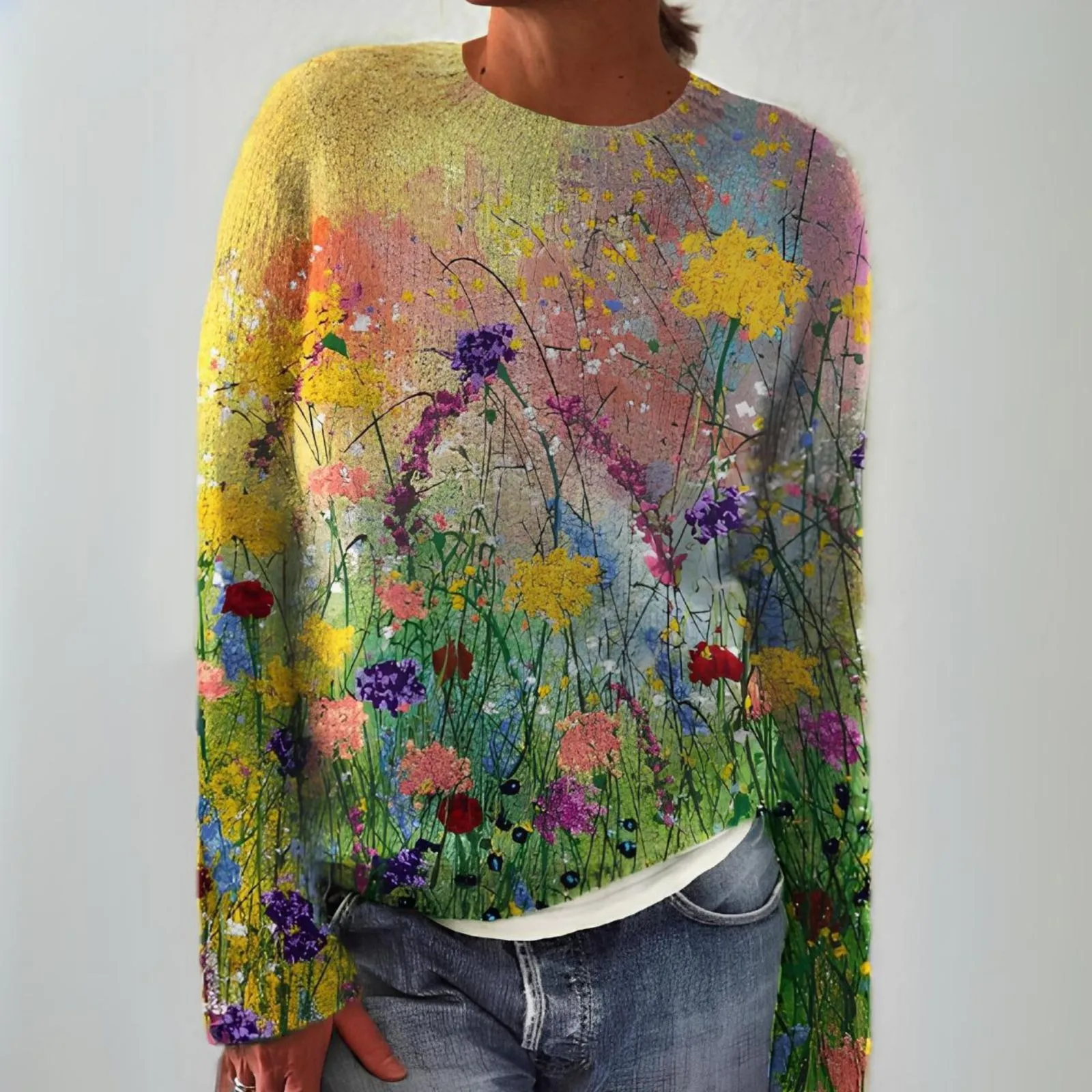 Janet | Cosy jumper with floral art