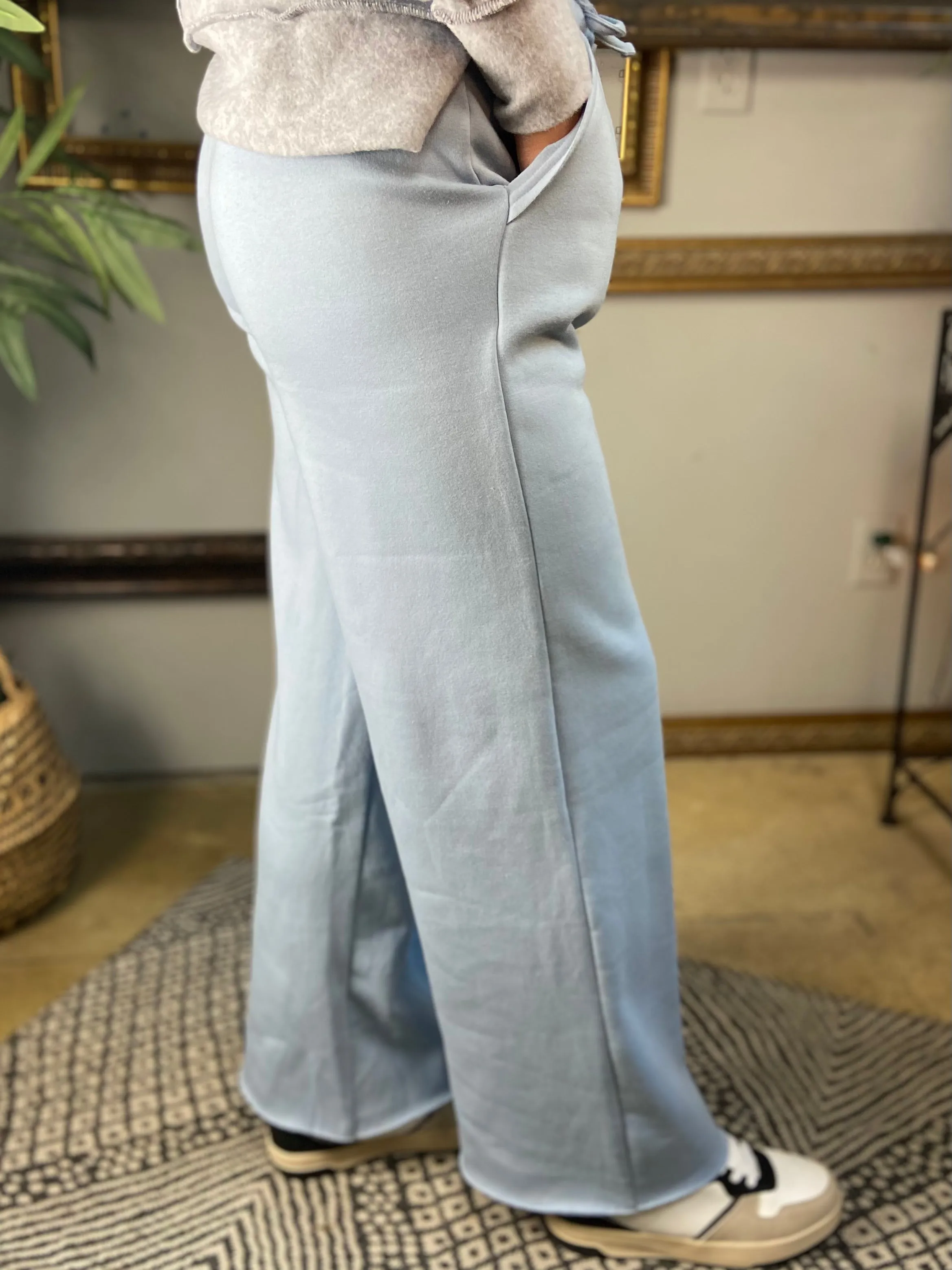 Lana Ash Blue Fleece Sweatpants