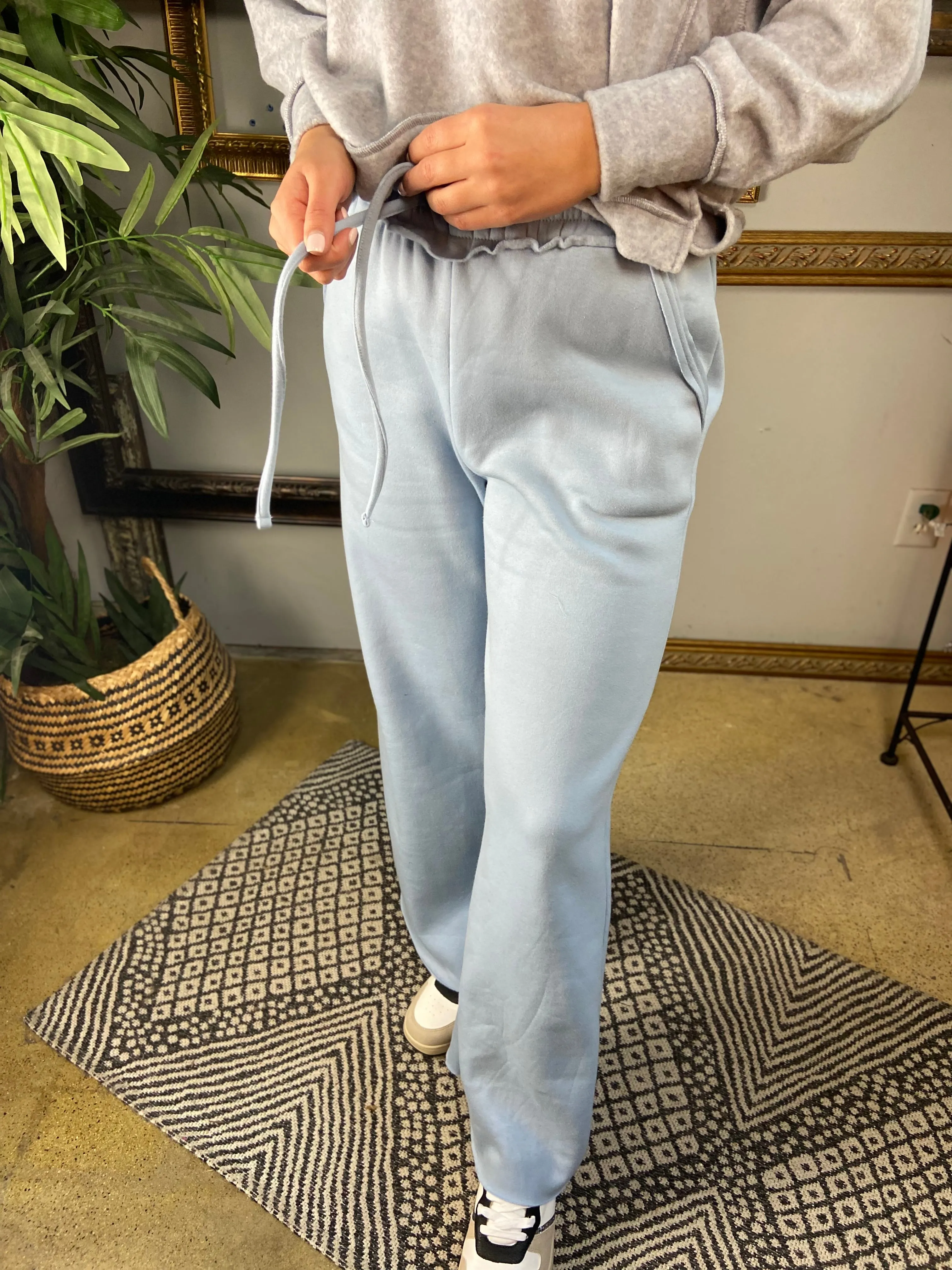 Lana Ash Blue Fleece Sweatpants