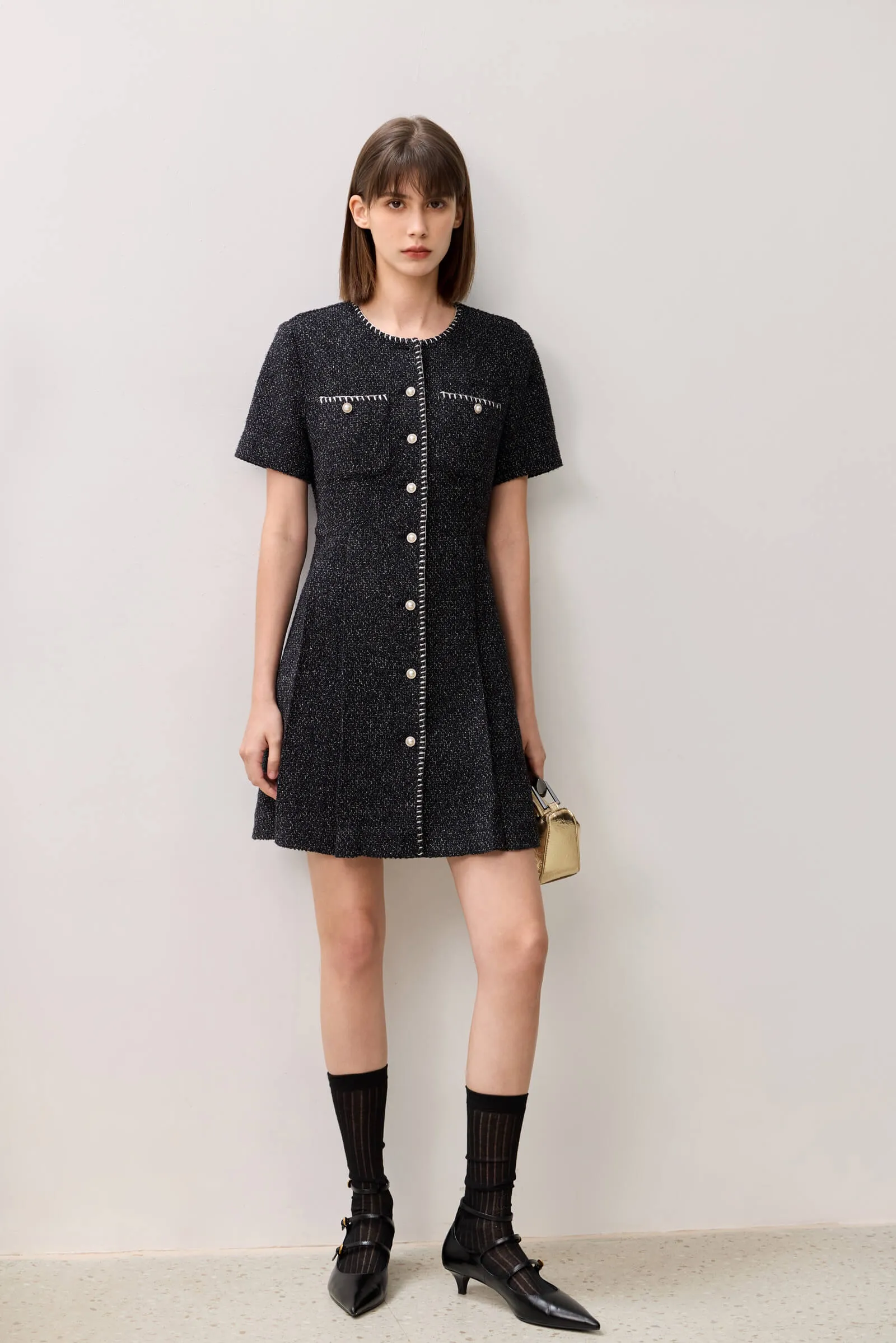 LILY Elegant Textured Midi Dress