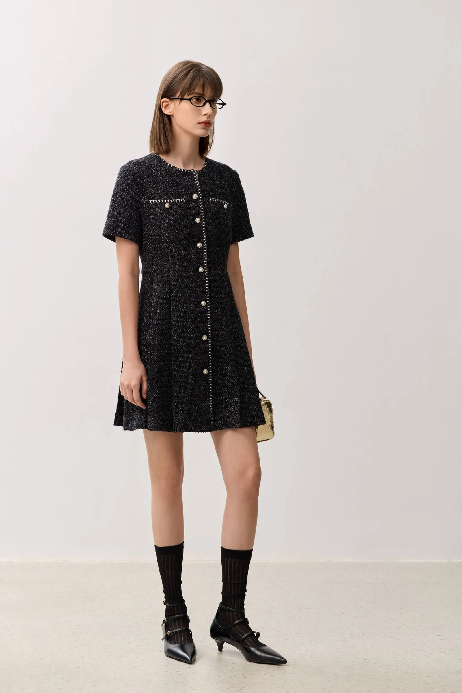 LILY Elegant Textured Midi Dress