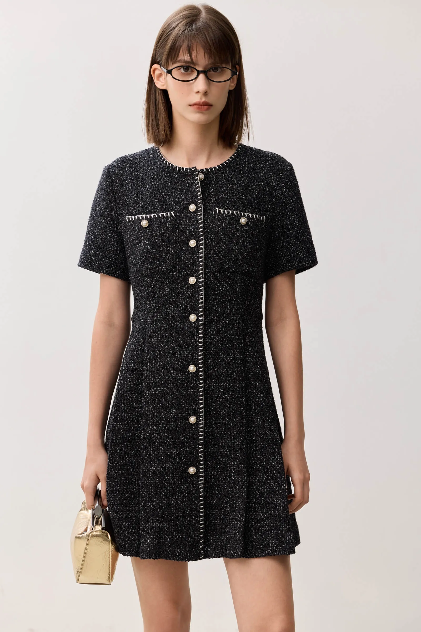 LILY Elegant Textured Midi Dress