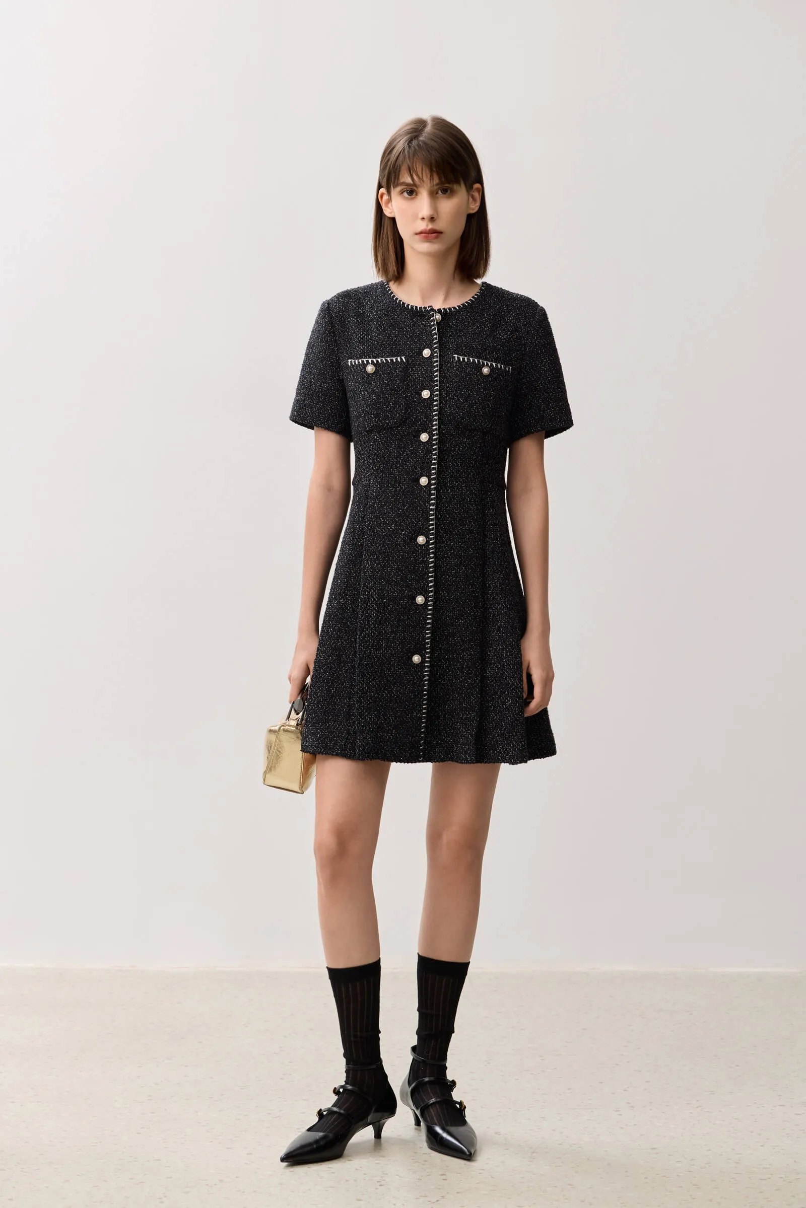 LILY Elegant Textured Midi Dress