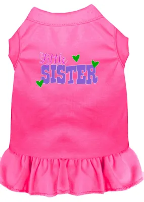 Little Sister Screen Print Dog Dress Bright Pink 4x