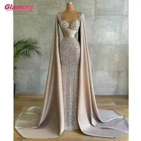 Long Satin Beading Elegant Dresses