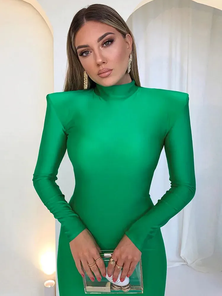 Long Sleeve Turtleneck Maxi Dress Fashion Streetwear Elegant Skinny