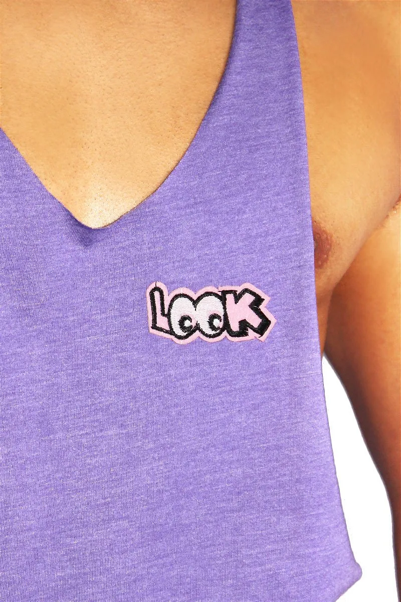 Look Patch String Tank- Purple Heather