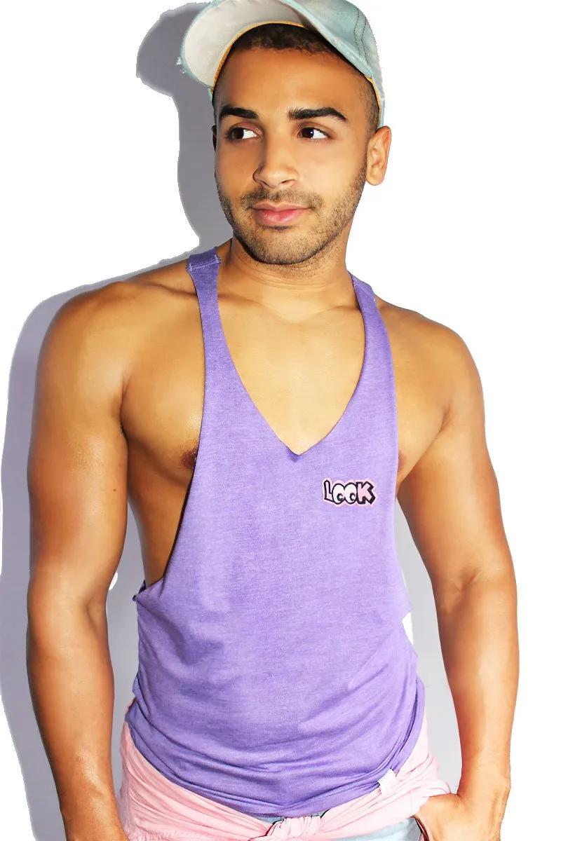 Look Patch String Tank- Purple Heather