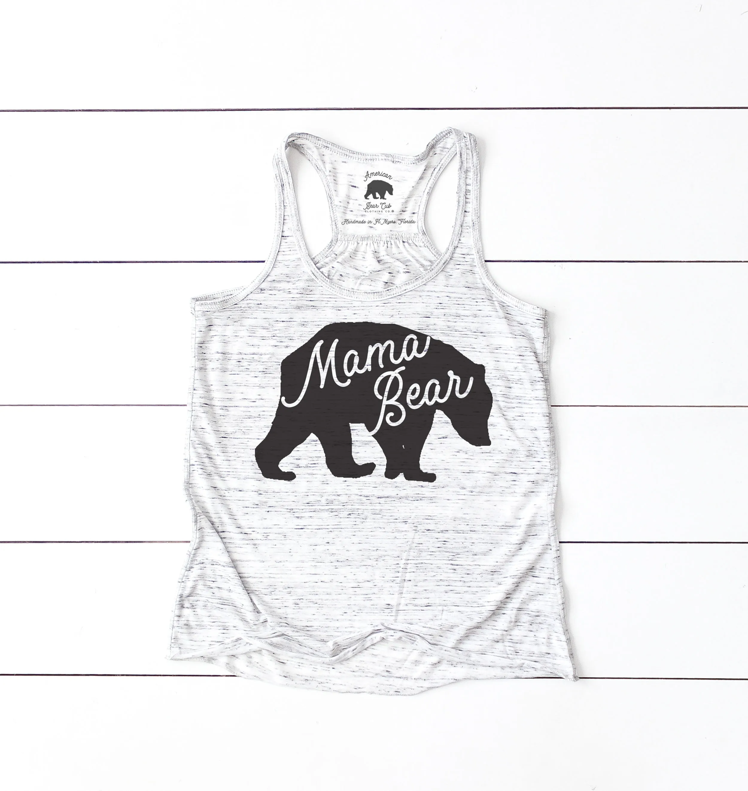 Mama Bear Silhouette flowy racerback tank tops - light or dark artwork