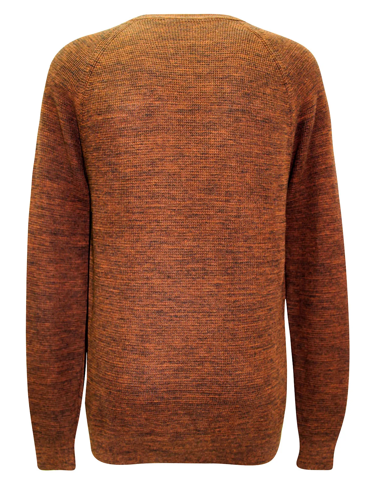 Mens Dark Rust Pure Cotton Crew Neck Thick Knitted Jumpers