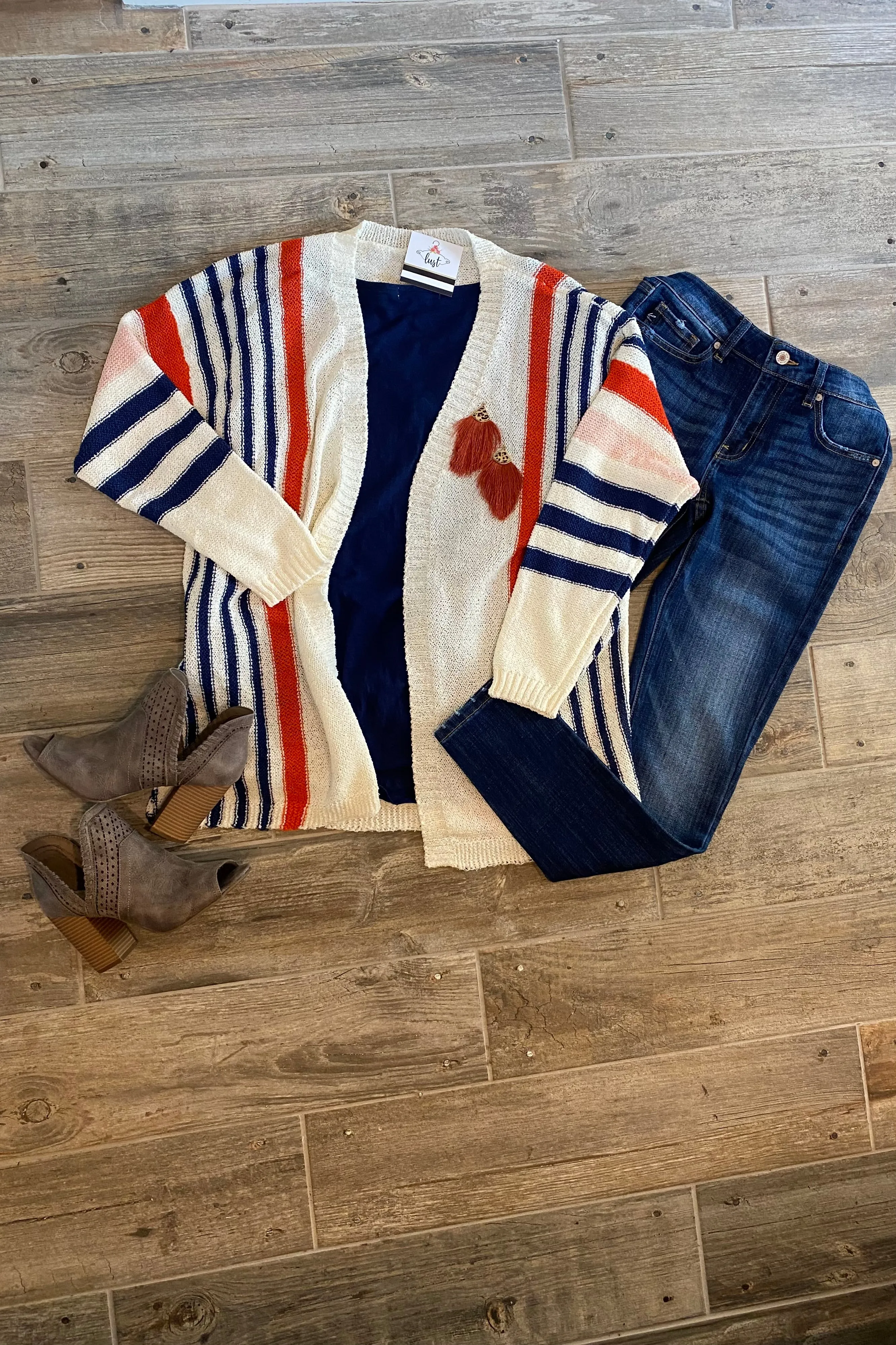 Multi-Colored Stripe Knit Cardigan