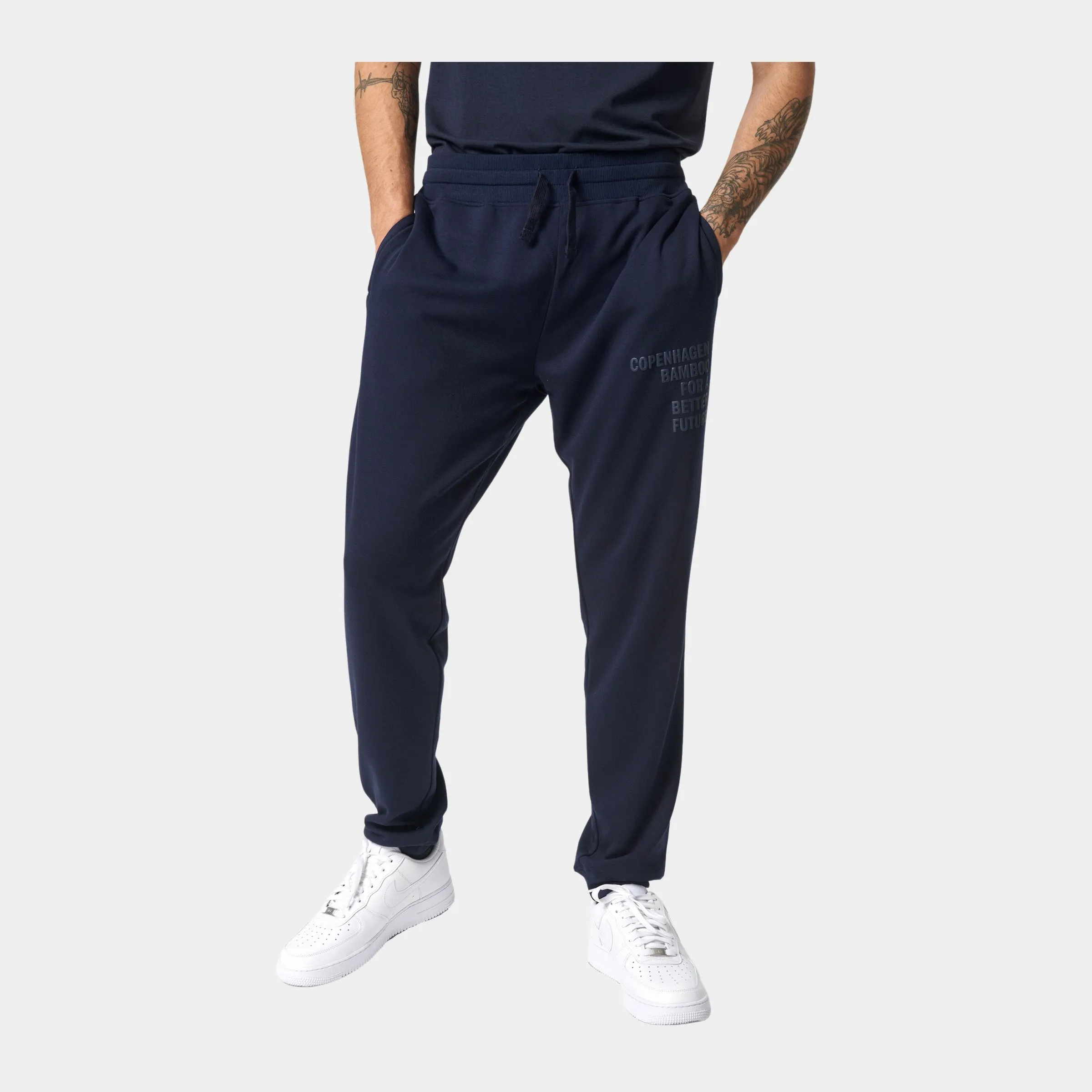 Navy bambus joggingsæt med logo