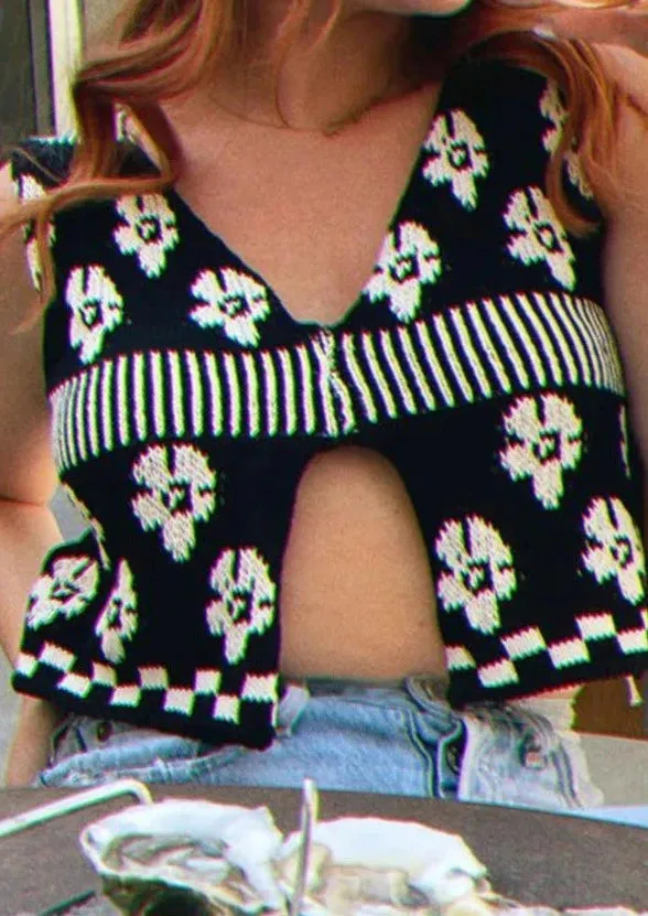 Printed Vintage Cropped Sleeveless Tank Top