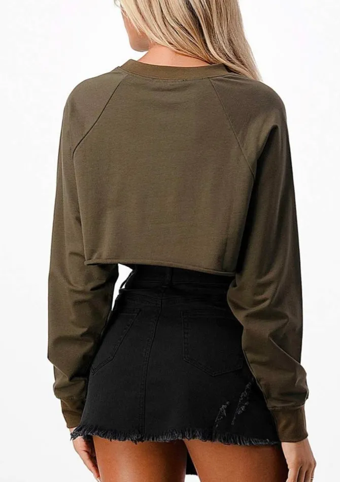 Raglan Sleeve Oversize Crop Top