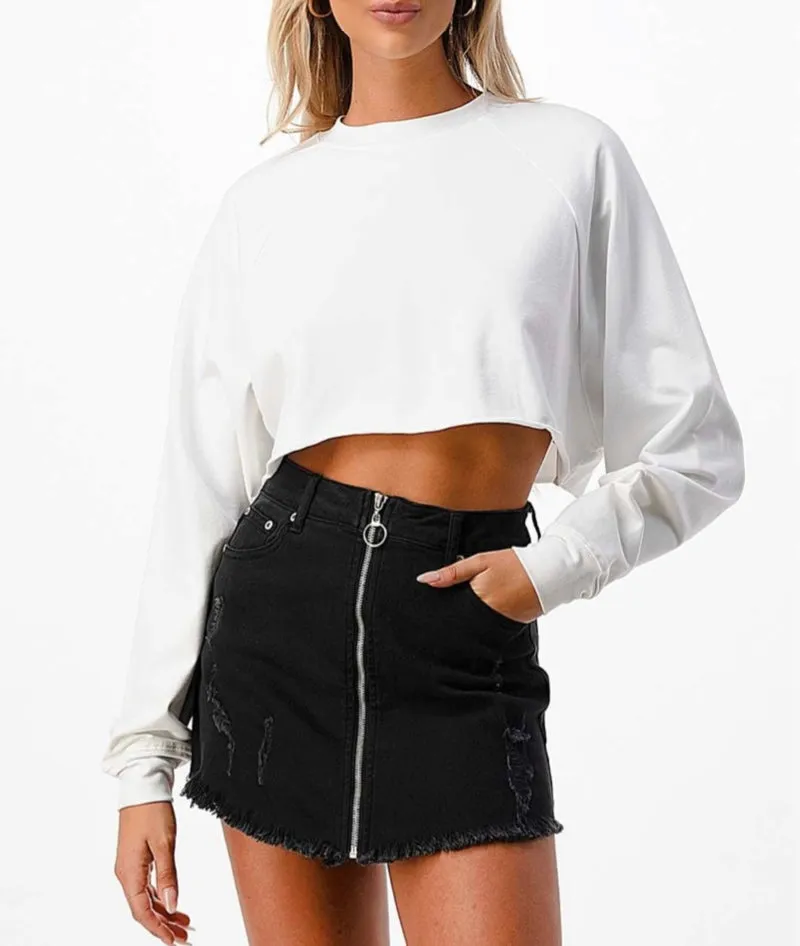 Raglan Sleeve Oversize Crop Top