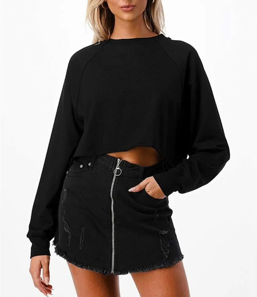 Raglan Sleeve Oversize Crop Top