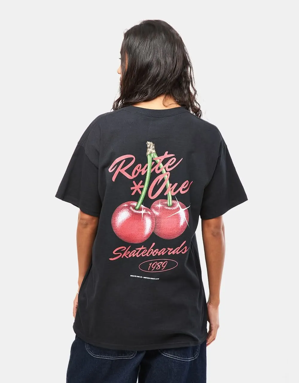 Route One Cherries T-Shirt - Black
