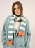 Sarrans Scarf in Acqua with Cream Stripe and Orange Trim by Saint James