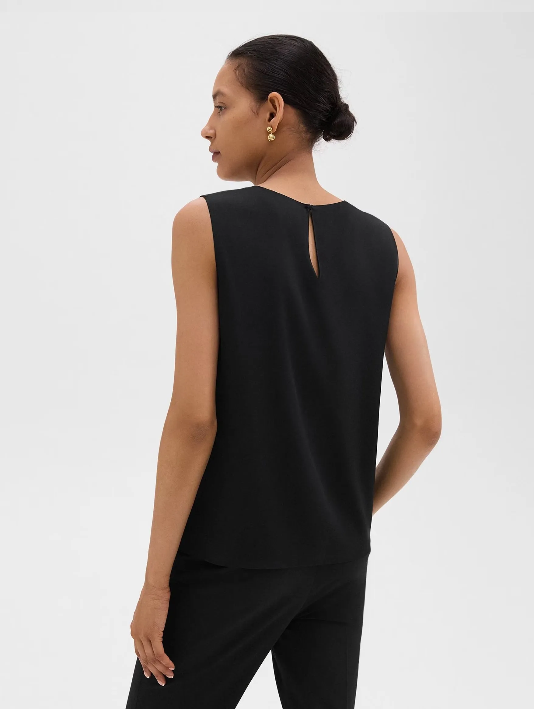 Shell Silk Georgette Top in Black