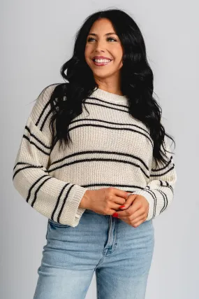 Striped knit top ivory/black