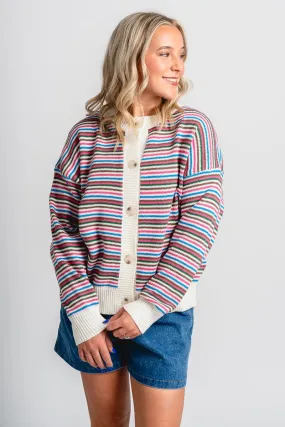 Striped sweater cardigan white/multi