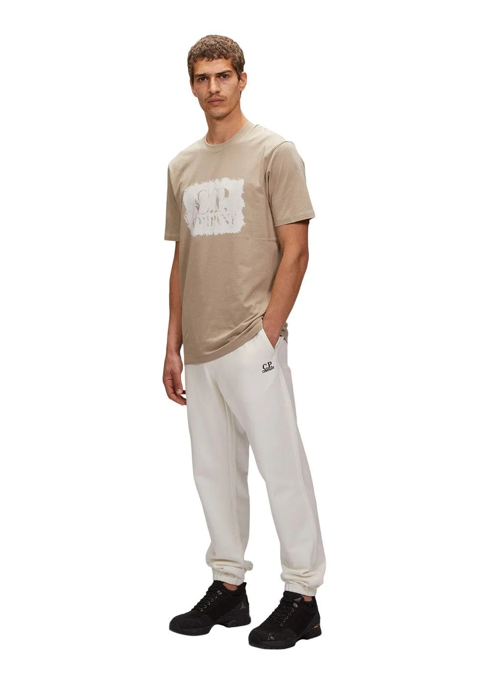 Sweatpants Jogging Pant Diagonal Raised Fleece - Gauze White