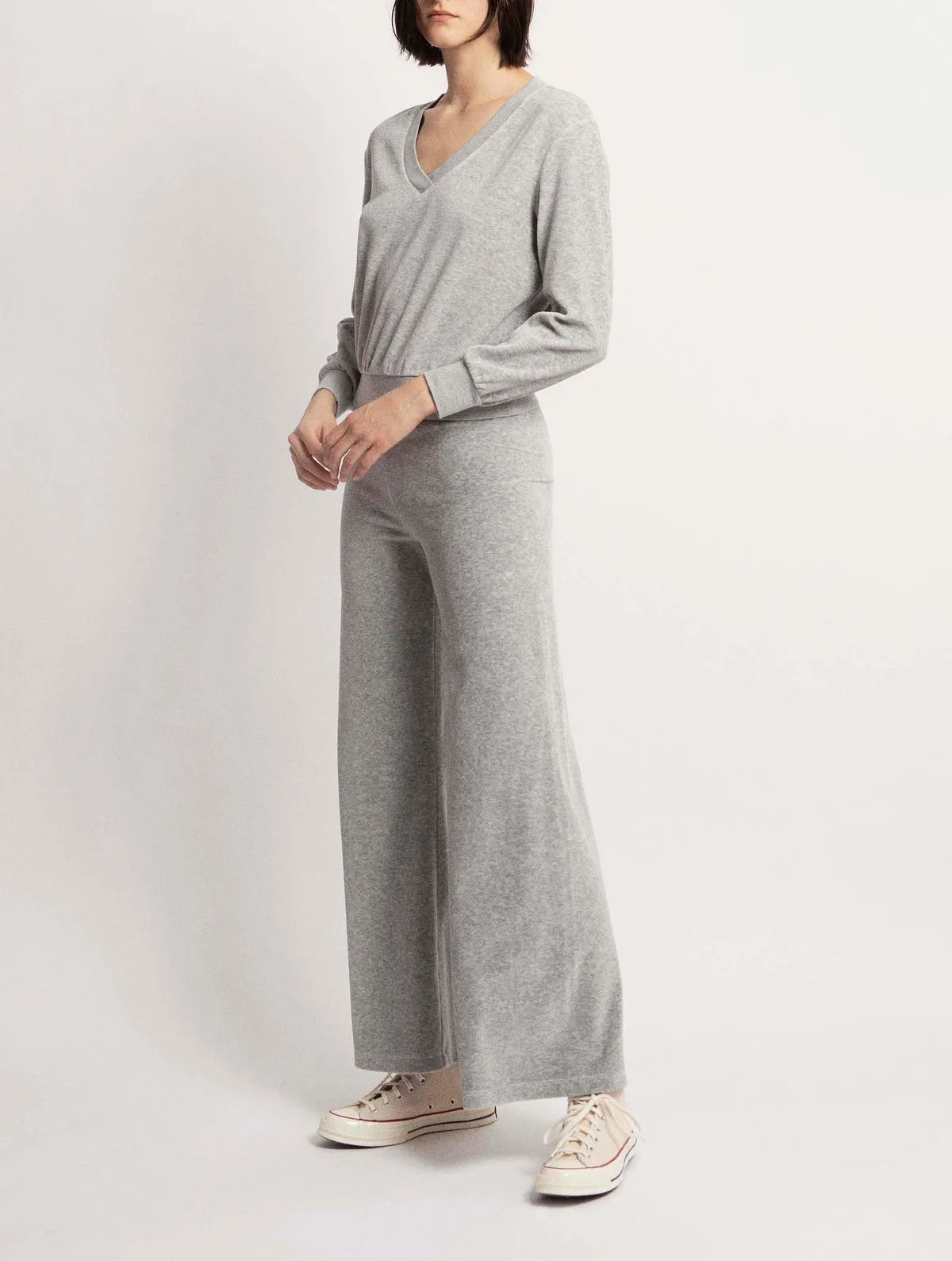 The Heather Velour Vari V-Neck Top