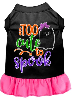 Too Cute To Spook-girly Ghost Screen Print Dog Dress Black With Bright Pink Xxl
