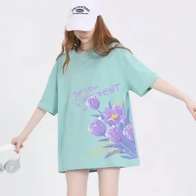 Tulip T-shirt white short-sleeved top for women summer wear Tulip T-shirt white short-sleeved top for women summer wear