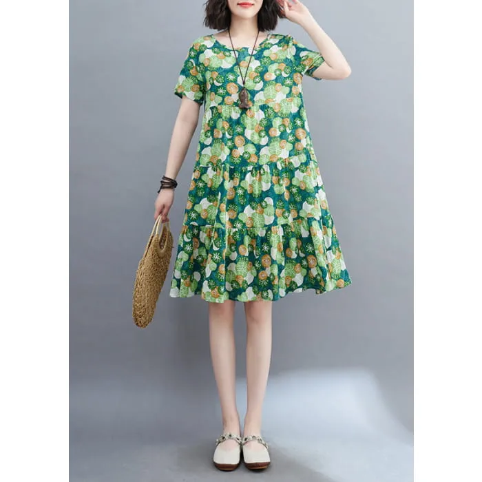 Women Light Purple Patchwork Print Mid Dresses Short Sleeveomen Light Purple Patchwork Print Mid Dresses Short Sleeve VB1015