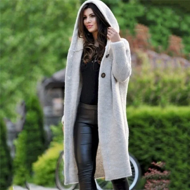 Women's Cardigans Single Breasted Puff Hooded Coat