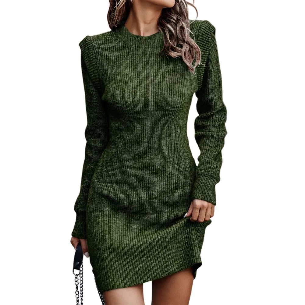 Women's Ribbed Sweater Bodycon Mini Dress
