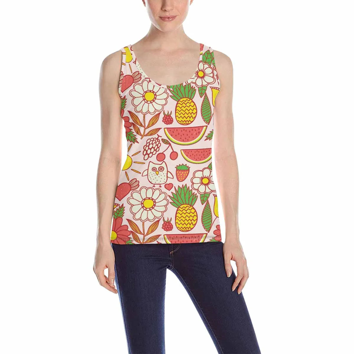 Womens Tank Tops print with cute fresh fruits