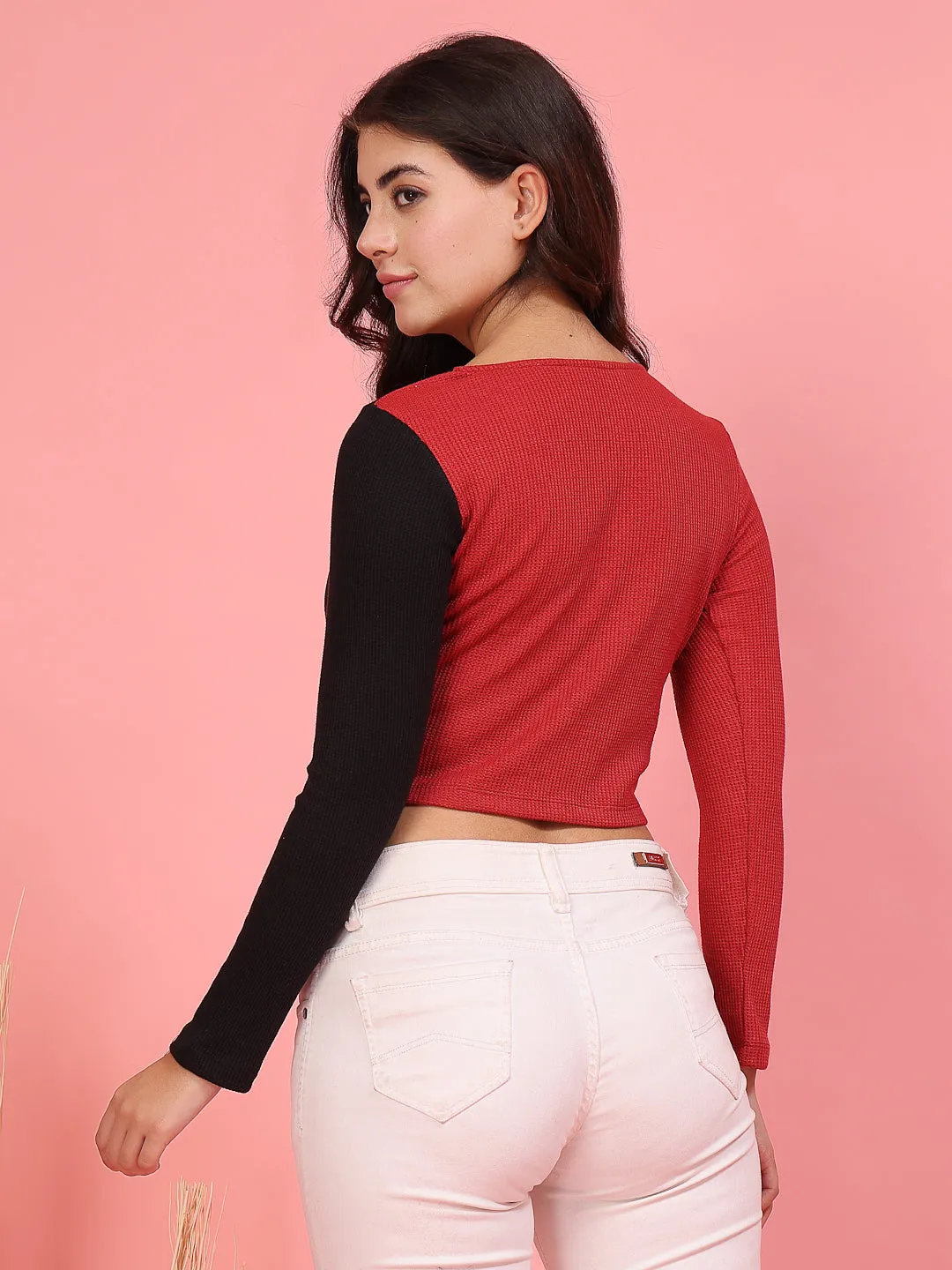 Women’s Waffle Texture Crop Top