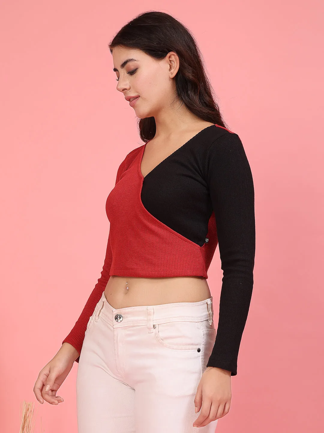 Women’s Waffle Texture Crop Top