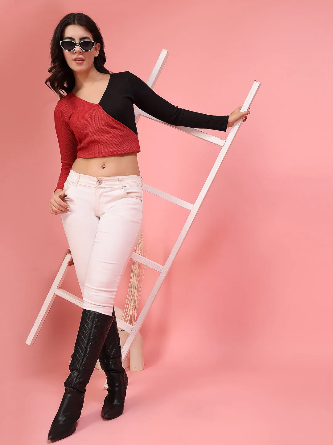 Women’s Waffle Texture Crop Top