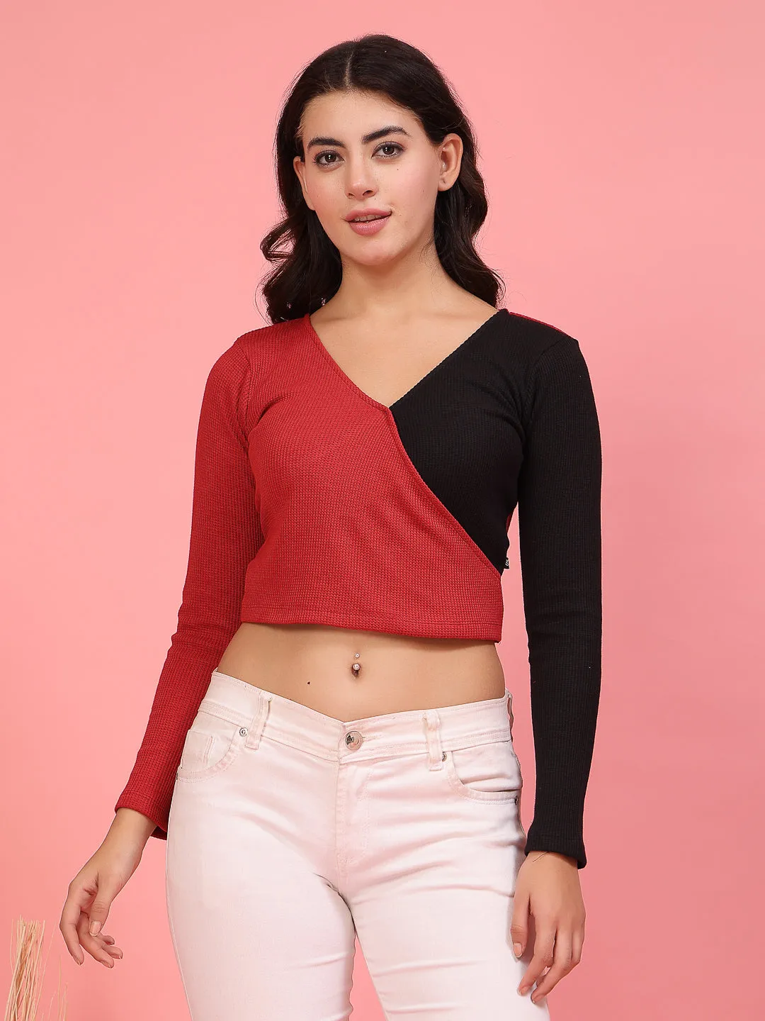Women’s Waffle Texture Crop Top