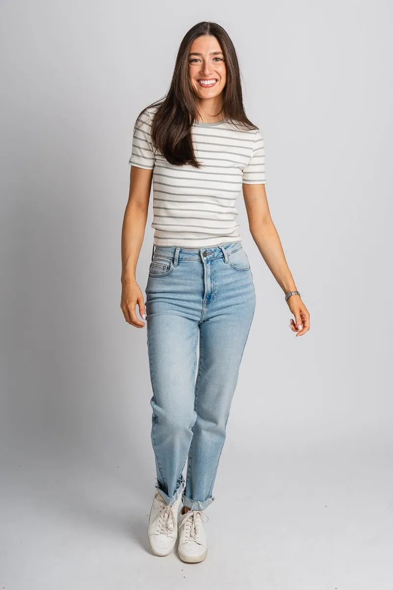 Z Supply Saxton stripe tee sage green